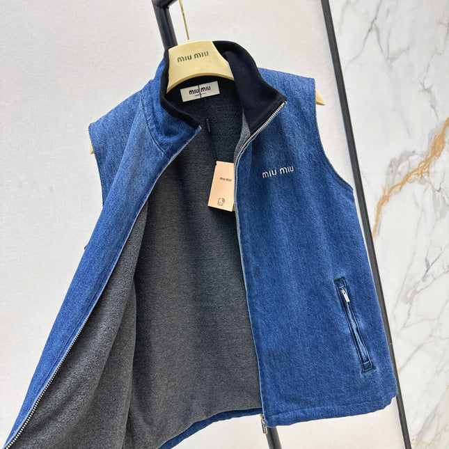 MIUMIU 26S SLEEVELESS DENIM JACKET 958