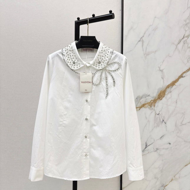 VALENTINO 26S PETER PAN COLLAR SHIRT WITH BOW STYLE 57