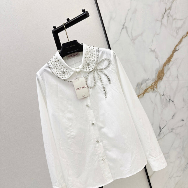 VALENTINO 26S PETER PAN COLLAR SHIRT WITH BOW STYLE 57
