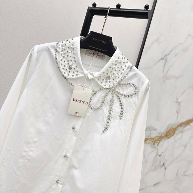 VALENTINO 26S PETER PAN COLLAR SHIRT WITH BOW STYLE 57