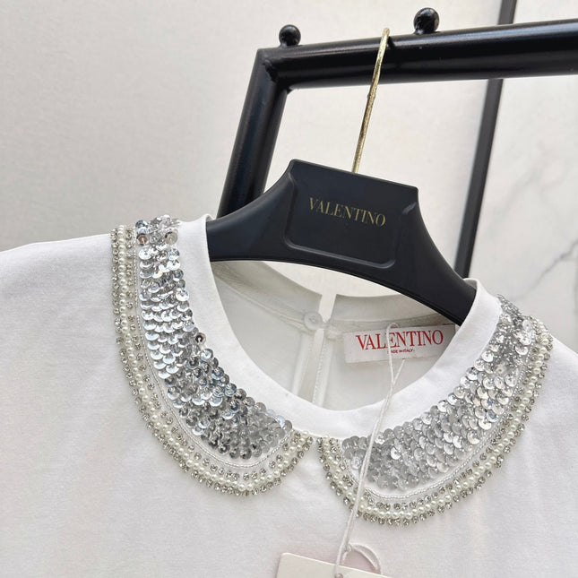 VALENTINO 26S PETER PAN COLLAR T-SHIRT STYLE 48