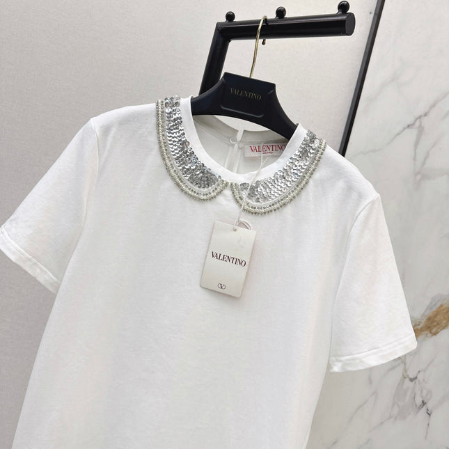 VALENTINO 26S PETER PAN COLLAR T-SHIRT STYLE 48