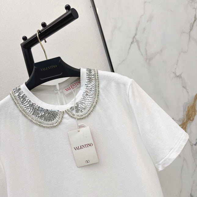 VALENTINO 26S PETER PAN COLLAR T-SHIRT STYLE 48