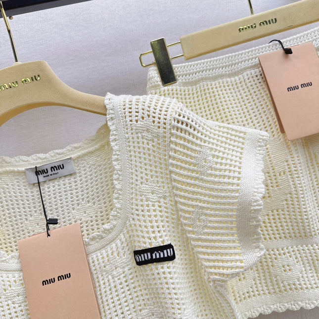 MIUMIU 26S KNIT TOP AND SKIRT SET STYLE 1042
