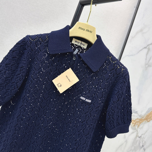 MIUMIU 26S SHORT-SLEEVED KNIT POLO SHIRT STYLE 1041