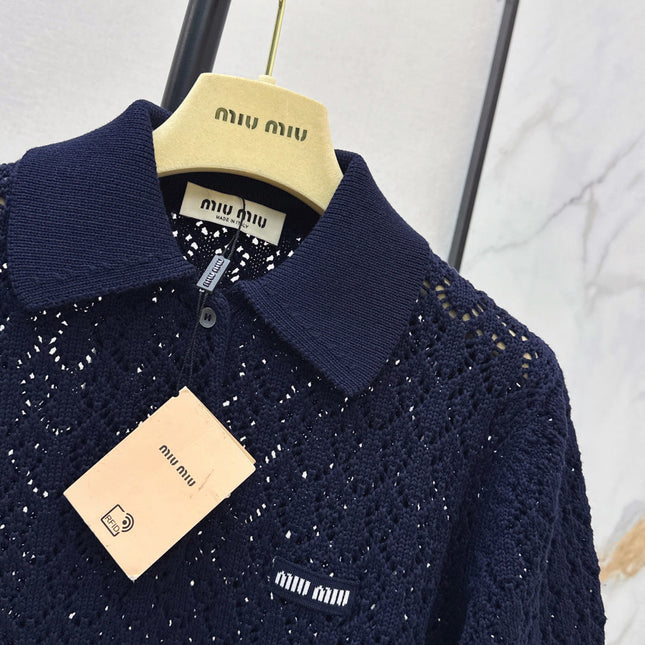MIUMIU 26S SHORT-SLEEVED KNIT POLO SHIRT STYLE 1041