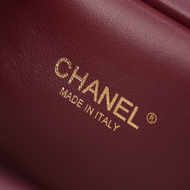 CHANEL 26S SHOPPING BAG MEDIUM 23 IN BURGUNDY RED LAMBSKIN GOLD HARDWARE