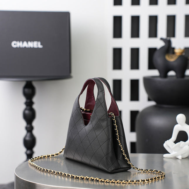 CHANEL 26S SHOPPING BAG MEDIUM 23 IN BLACK LAMBSKIN GOLD HARDWARE