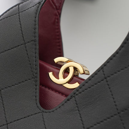CHANEL 26S SHOPPING BAG MEDIUM 23 IN BLACK LAMBSKIN GOLD HARDWARE