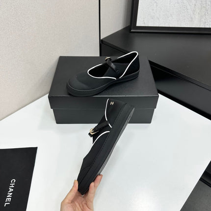CHANEL 26S MARY JANE SNEAKERS IN BLACK FABRIC
