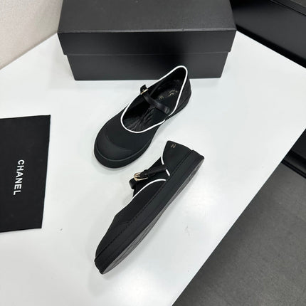 CHANEL 26S MARY JANE SNEAKERS IN BLACK FABRIC