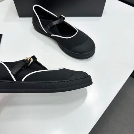 CHANEL 26S MARY JANE SNEAKERS IN BLACK FABRIC