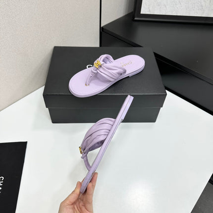 CHANEL 26S THONG SANDALS IN LIGHT PURPLE LAMBSKIN