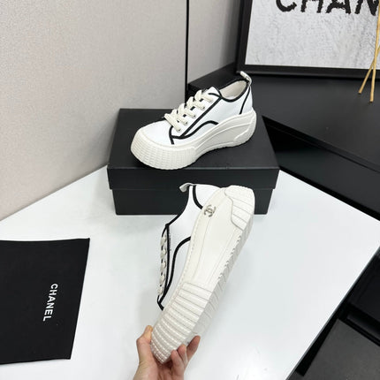 CHANEL 26S CHUNKY SNEAKERS IN WHITE CALFSKIN