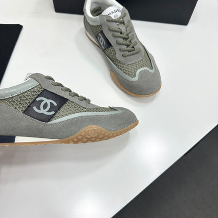 CHANEL 26S SNEAKERS IN GREY CALFSKIN AND MESH