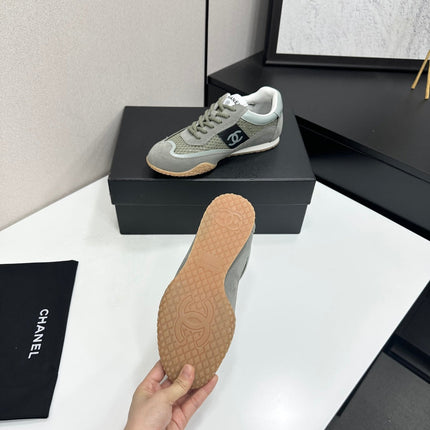 CHANEL 26S SNEAKERS IN GREY CALFSKIN AND MESH