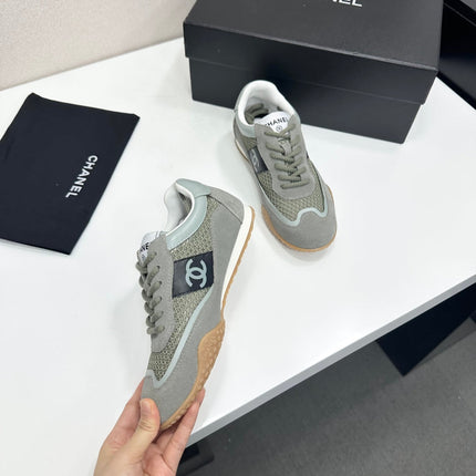 CHANEL 26S SNEAKERS IN GREY CALFSKIN AND MESH