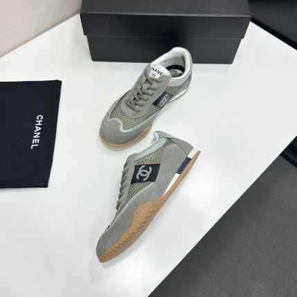 CHANEL 26S SNEAKERS IN GREY CALFSKIN AND MESH