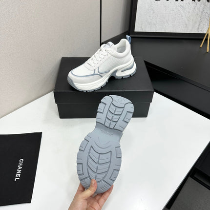 CHANEL 26S SNEAKERS IN WHITE AND GREY CALFSKIN