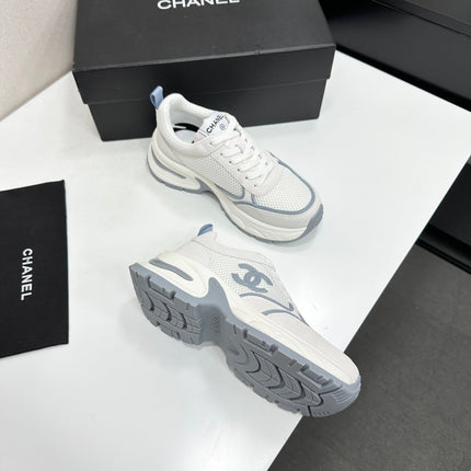 CHANEL 26S SNEAKERS IN WHITE AND GREY CALFSKIN