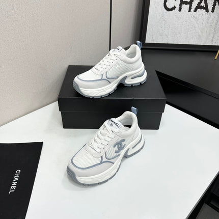 CHANEL 26S SNEAKERS IN WHITE AND GREY CALFSKIN