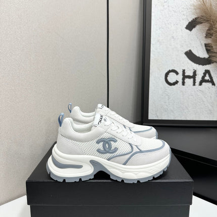 CHANEL 26S SNEAKERS IN WHITE AND GREY CALFSKIN