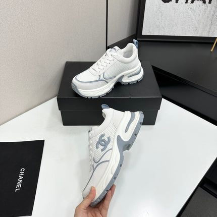 CHANEL 26S SNEAKERS IN WHITE AND GREY CALFSKIN