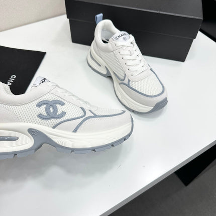 CHANEL 26S SNEAKERS IN WHITE AND GREY CALFSKIN