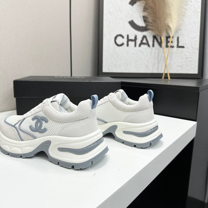 CHANEL 26S SNEAKERS IN WHITE AND GREY CALFSKIN