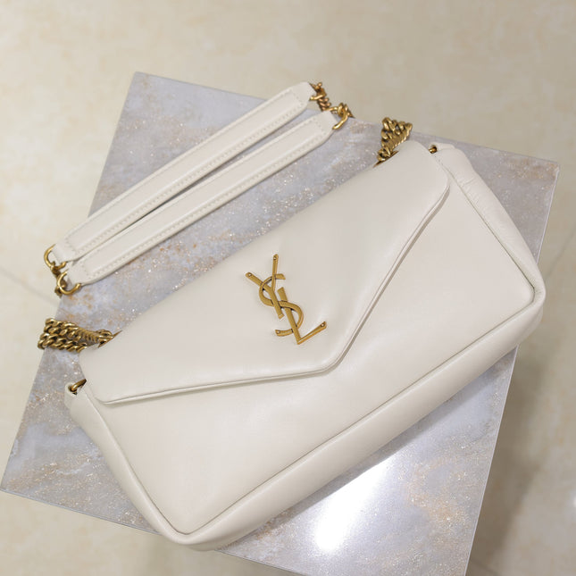 YSL 25S CALYPSO HANDBAG 26 IN IVORY LAMBSKIN GOLD HARDWARE