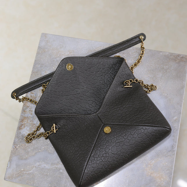 YSL 25S CALYPSO MINI 19 IN CHARCOAL GRAY LAMBSKIN GOLD HARDWARE