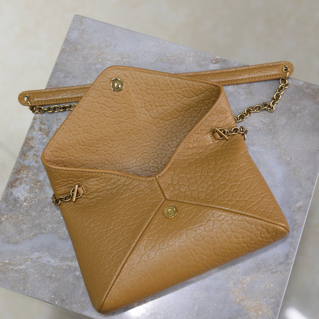 YSL 25S CALYPSO MINI 19 IN CARAMEL LAMBSKIN GOLD HARDWARE