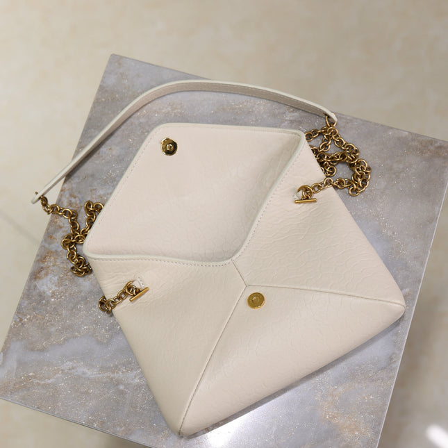 YSL 25S CALYPSO MINI 19 IN BLANC VINTAGE LAMBSKIN GOLD HARDWARE