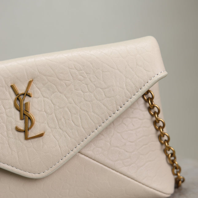 YSL 25S CALYPSO MINI 19 IN BLANC VINTAGE LAMBSKIN GOLD HARDWARE