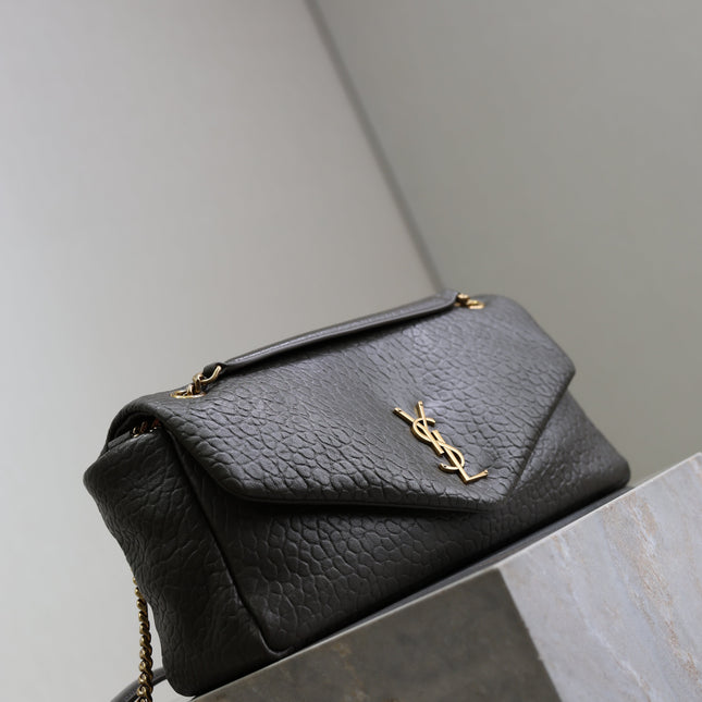 YSL 25S CALYPSO 30 IN DARK OLIVE GRAINED CALFSKIN GOLD HARDWARE