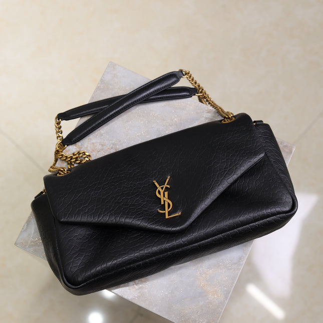 YSL 25S CALYPSO 30 IN BLACK GRAINED CALFSKIN GOLD HARDWARE