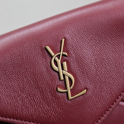 YSL 25S CALYPSO MINI 19 IN BURGUNDY CALFSKIN GOLD HARDWARE