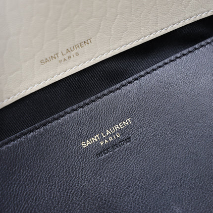YSL 25S CASSANDRE ENVELOPE MESSENGER 35 IN BLANC VINTAGE LAMBSKIN GOLD HARDWARE