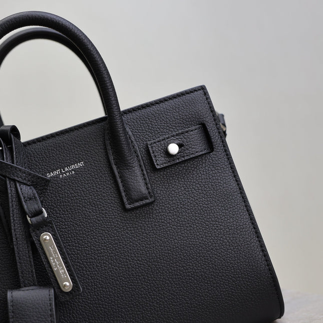 YSL 25S SAC DE JOUR 22 IN BLACK GRAINED CALFSKIN SILVER HARDWARE