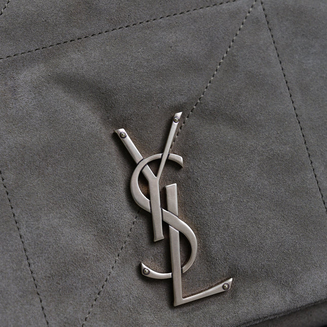 YSL 25S LARGE JAMIE 43 IN MUTED KHAKI SUEDE GOLD HARDWARE
