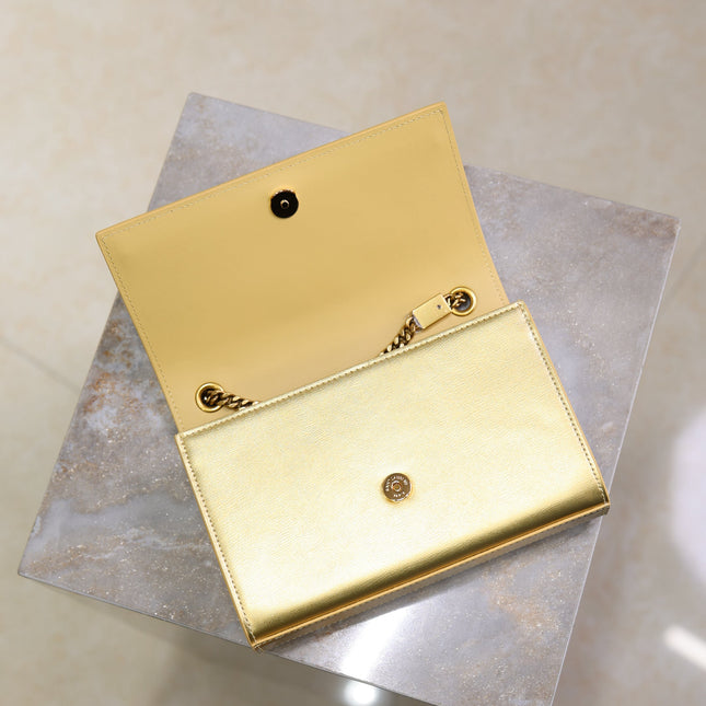 YSL 25S KATE BAG 20 IN GOLD METALLIC CALFSKIN GOLD HARDWARE