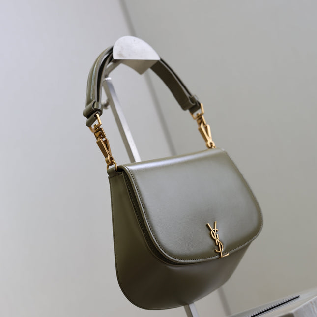 YSL 25S MINI VOLTAIRE 21 IN DEEP MUSK CALFSKIN SAINT LAURENT GOLD HARDWARE
