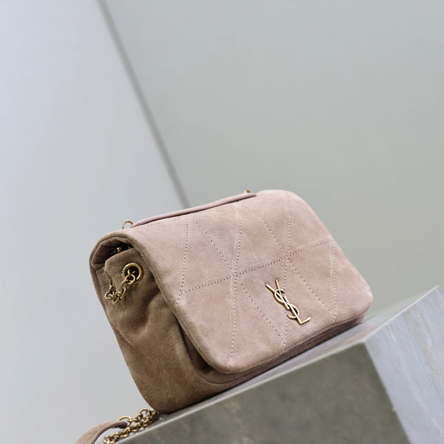 YSL 25S JAMIE 4.3 MINI 20 IN DUSTY ROSE BEIGE SUEDE GOLD HARDWARE