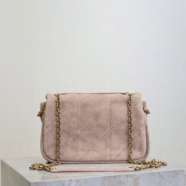 YSL 25S JAMIE 4.3 MINI 20 IN DUSTY ROSE BEIGE SUEDE GOLD HARDWARE
