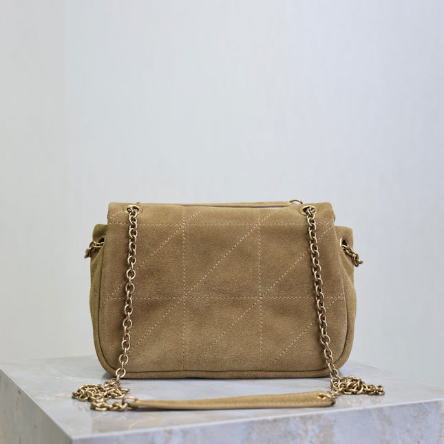 YSL 25S JAMIE 4.3 MINI 20 IN CARAMEL COGNAC SUEDE GOLD HARDWARE