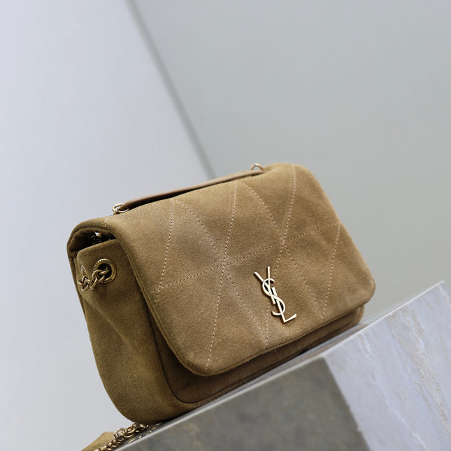 YSL 25S JAMIE 4.3 MINI 20 IN CARAMEL COGNAC SUEDE GOLD HARDWARE