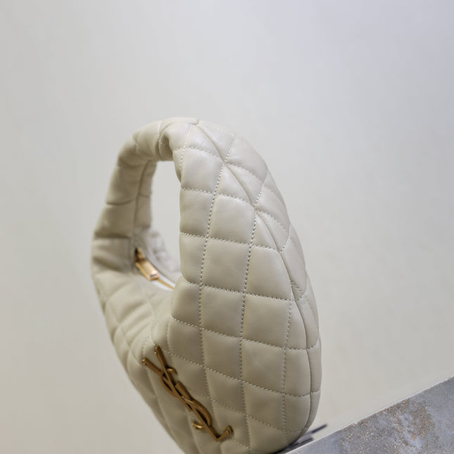 YSL 25S ICARINO 17 IN WHITE QUILTED CALFSKIN GOLD HARDWARE