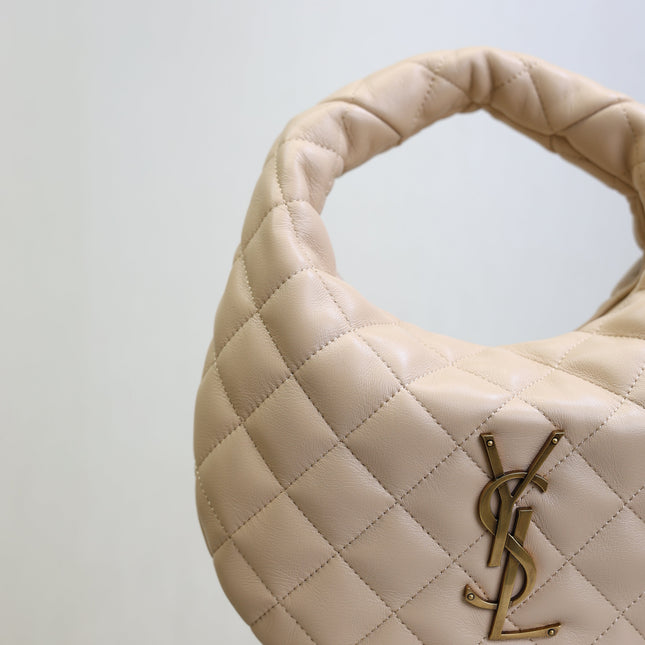 YSL 25S ICARINO 17 IN BEIGE QUILTED CALFSKIN GOLD HARDWARE