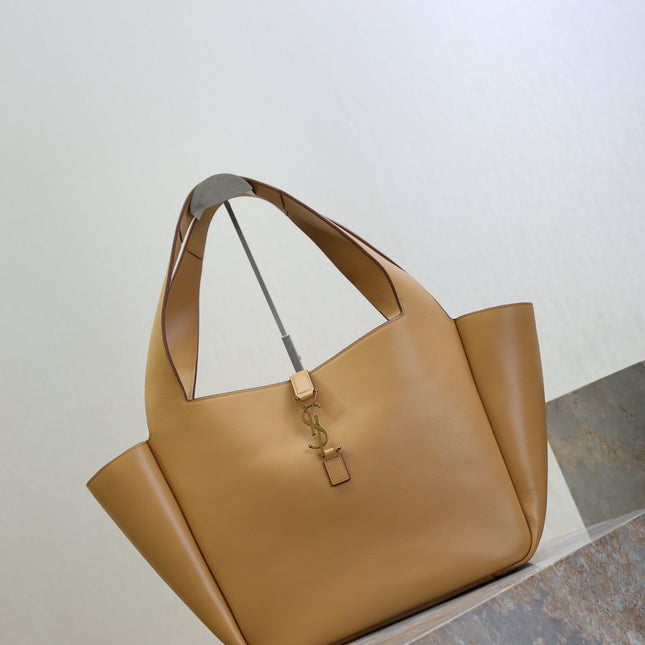 YSL 25S LE 5 À 7 BEA 50 IN DARK CARAMEL CALFSKIN GOLD HARDWARE