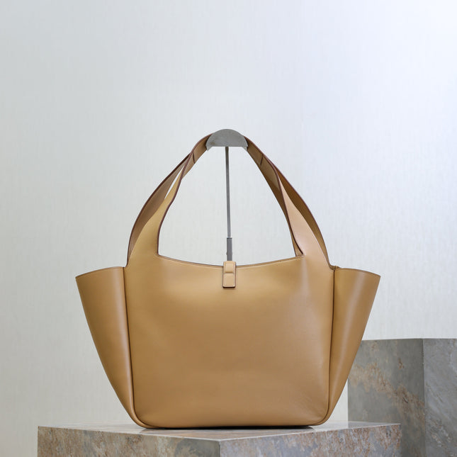 YSL 25S LE 5 À 7 BEA 50 IN DARK CARAMEL CALFSKIN GOLD HARDWARE
